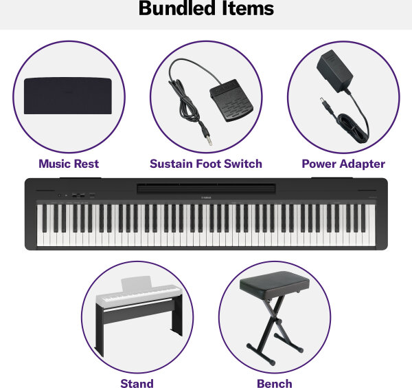 open zoom image for Yamaha P143LXB Digital Piano (with Stand and Bench), New, Action Position Back