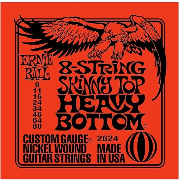 open zoom image for Ernie Ball Skinny Top Heavy Bottom Slinky 8-String Electric Guitar Strings - 9-80 Gauge, New, Main