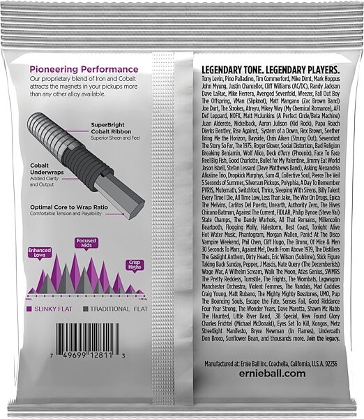 open zoom image for Ernie Ball P02811 Power Slinky Flatwound Bass Strings, New, Action Position Back