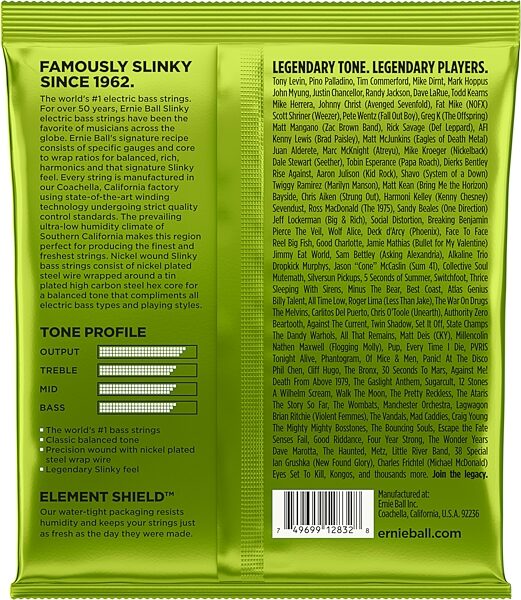 open zoom image for Ernie Ball Slinky Nickel-Wound Electric Bass Strings, Regular, 2832, Action Position Back