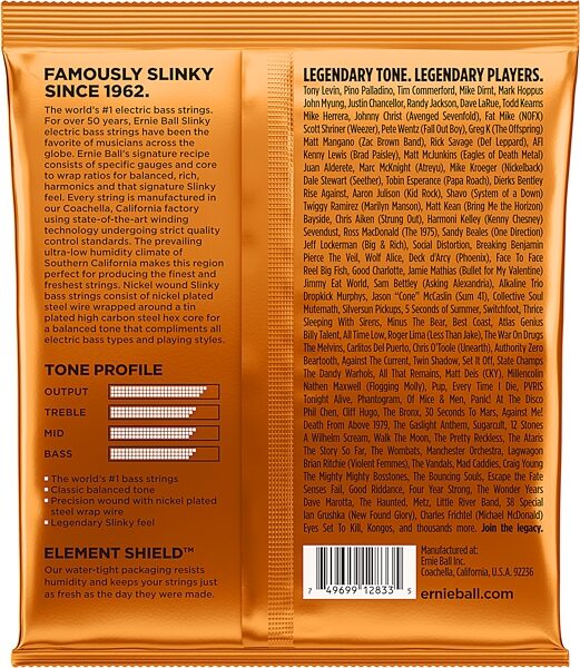 open zoom image for Ernie Ball P2833 Nickel Wound Hybrid Slinky Electric Bass Strings, New, Action Position Back