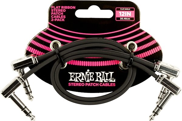 open zoom image for Ernie Ball Flat Ribbon Stereo Patch Cable, 2-Pack, 12 inch, Action Position Back