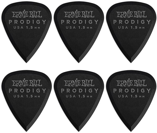 open zoom image for Ernie Ball Prodigy Standard Guitar Picks (6-Pack), Black, 1.5mm, Main
