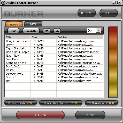 open zoom image for Cakewalk Pyro Audio Creator Software (Windows), Burner