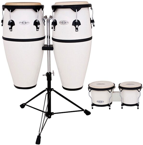 open zoom image for Toca Synergy Fiberglass Congas and Bongos Package, White