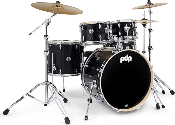 open zoom image for Pacific Drums PDP MainStage Complete Drum Set, 5-Piece, Black Sparkle, Action Position Back