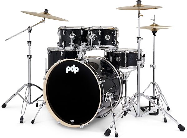 open zoom image for Pacific Drums PDP MainStage Complete Drum Set, 5-Piece, Black Sparkle, Action Position Back