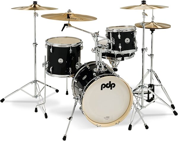 open zoom image for Pacific Drums New Yorker Compact 4-Piece Drum Shell Kit, Black Onyx Sparkle, Open Box (Like New), Action Position Back