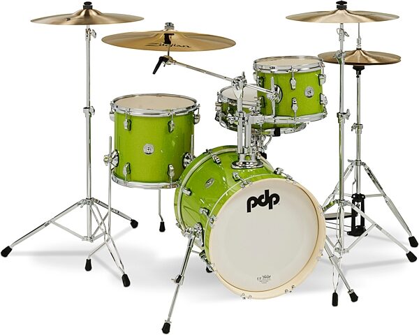 open zoom image for Pacific Drums New Yorker Compact 4-Piece Drum Shell Kit, Electric Green Sparkle, Action Position Back