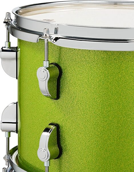 open zoom image for Pacific Drums New Yorker Compact 4-Piece Drum Shell Kit, Electric Green Sparkle, Action Position Back