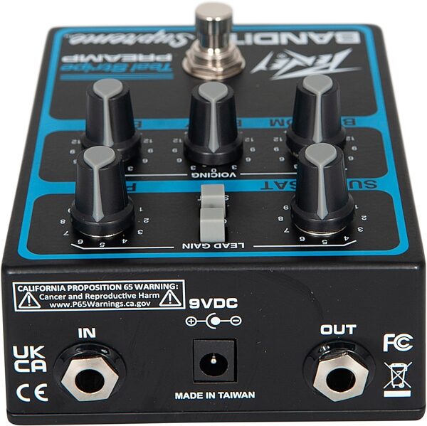open zoom image for Peavey Bandit Supreme Teal Stripe Preamp Pedal, New, Action Position Back