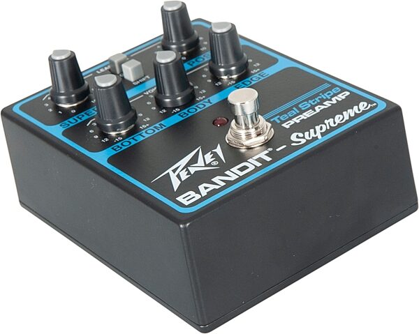 open zoom image for Peavey Bandit Supreme Teal Stripe Preamp Pedal, New, Action Position Back