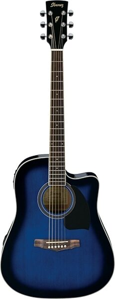 open zoom image for Ibanez PF15ECE Dreadnought Acoustic-Electric Guitar, Transparent Blue Sunburst