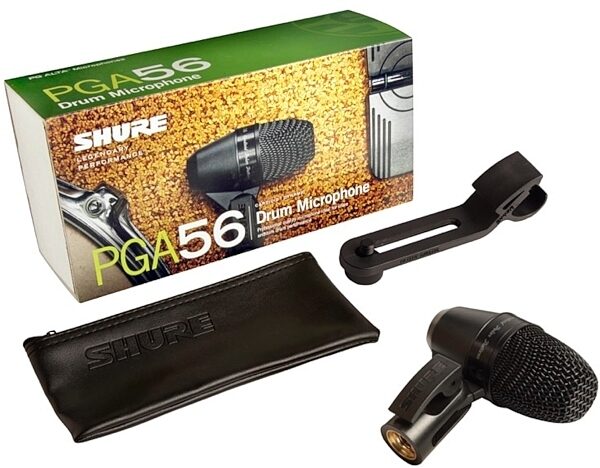 open zoom image for Shure PGA56 Dynamic Snare/Tom Instrument Microphone, PGA56-XLR, with XLR Cable (15'), Package