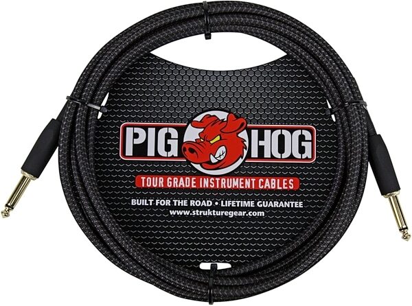 open zoom image for Pig Hog Vintage Series Instrument Cable, 1/4" Straight to 1/4" Straight, Black Woven, 10 foot, Main