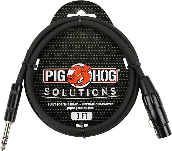 open zoom image for Pig Hog 1/4" TRS (Male) to XLR (Female) Cable, 3 foot, Action Position Back