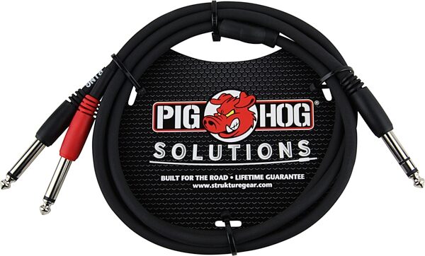 open zoom image for Pig Hog Dual TRS to 1/4" Insert Cable, 3 foot, Action Position Back