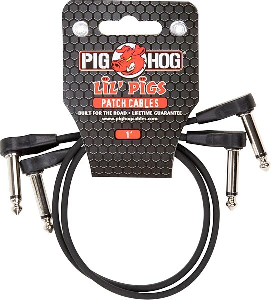 open zoom image for Pig Hog Lil Pigs Low Profile Patch Cables, 2-Pack, Black, 1 foot, PHLSK1BK, Main
