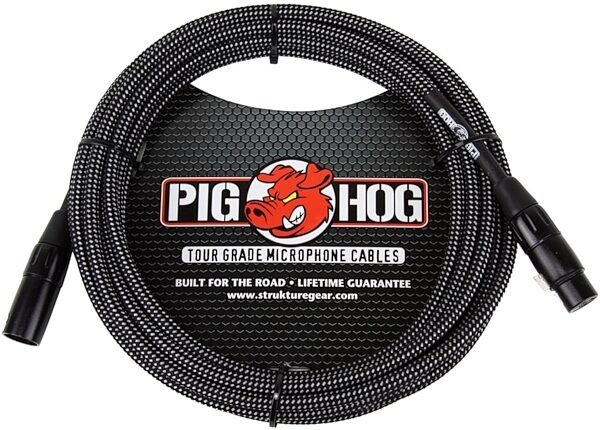open zoom image for Pig Hog Woven XLR Microphone Cable, Black and White, 10 foot, Main