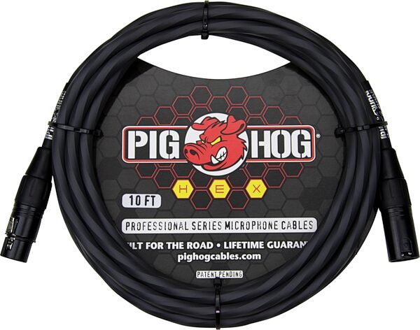 open zoom image for Pig Hog Hex Series XLR Microphone Cable, Gray, 10 foot, Main
