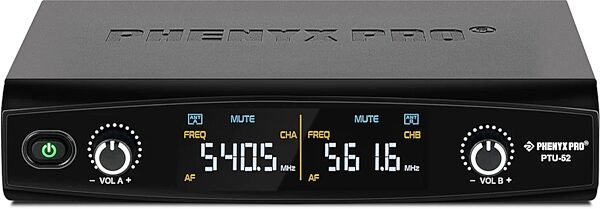 open zoom image for Phenyx Pro PTU-52-1H1B Dual-Channel UHF Handheld/Headset/Lavalier Combo Wireless Microphone System, New, Action Position Back