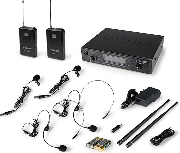 open zoom image for Phenyx Pro PTU-71-2B Dual-Channel UHF Wireless Headset/Lavalier Combo Microphone System, New, Action Position Back