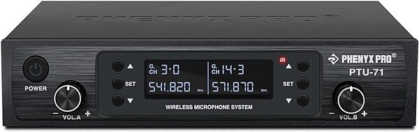 open zoom image for Phenyx Pro PTU-71-2H Dual-Channel UHF Handheld Wireless Microphone System, New, Action Position Back