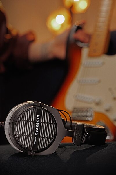 open zoom image for Beyerdynamic DT 990 PRO 250-Ohm Open-Back Headphones, Original Black with Gray Earpads, includes 3-meter coiled cable, In Use