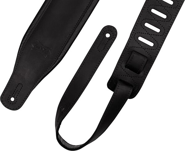 open zoom image for Levy's PM32BH Butter Leather Guitar Strap, Black, Action Position Back