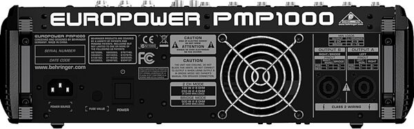 open zoom image for Behringer PMP1000 12-Channel Powered Mixer (500 Watts), Rear
