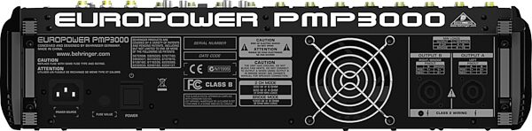 open zoom image for Behringer PMP3000 16-Channel Powered Mixer (1200 Watts), Rear
