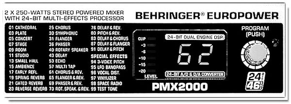 open zoom image for Behringer PMH2000 Europower 10-Channel Powered Mixer with FX (2x250 Watts), Effects