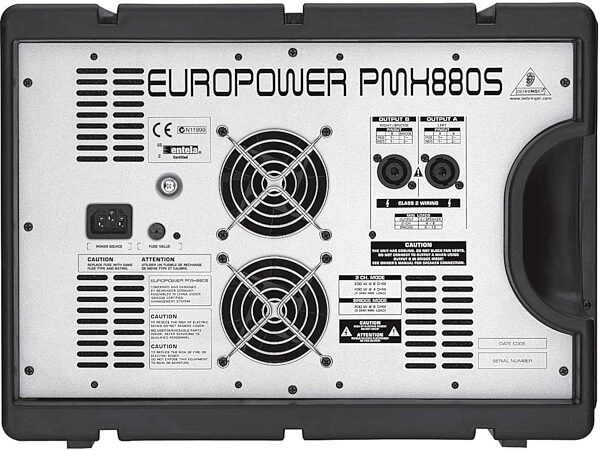 open zoom image for Behringer PMH880S 10-Channel Powered Mixer with FX (800 Watts), Back