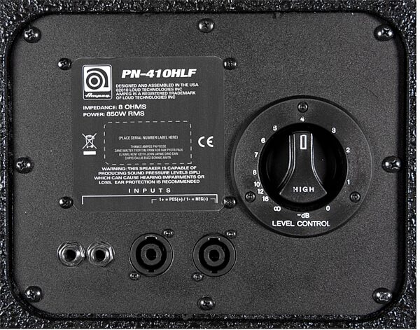 open zoom image for Ampeg PN-410HLF PRO NEO Bass Cabinet (850 Watts, 4x10"), Input Panel