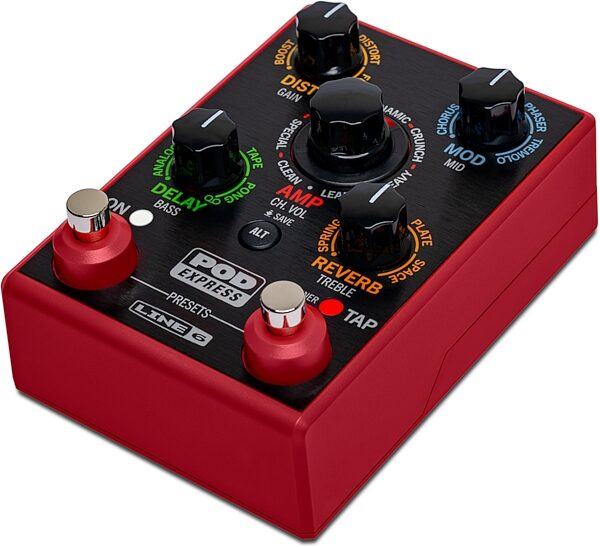 open zoom image for Line 6 POD Express Guitar Multi-FX and Amp Modeling Pedal, Red, Action Position Back