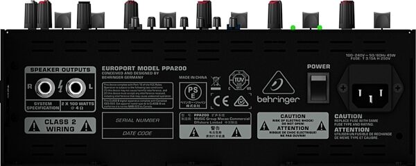 open zoom image for Behringer PPA200 Europort PA System (200 Watts), Mixer Right