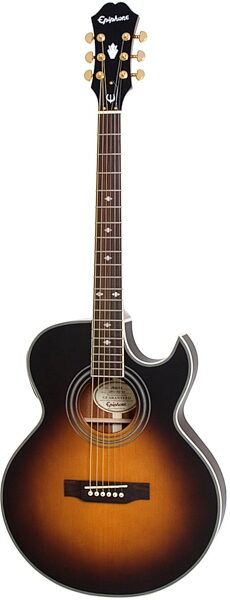 open zoom image for Epiphone PR5-E Compact Jumbo Cutaway Acoustic-Electric Guitar, Vintage Sunburst