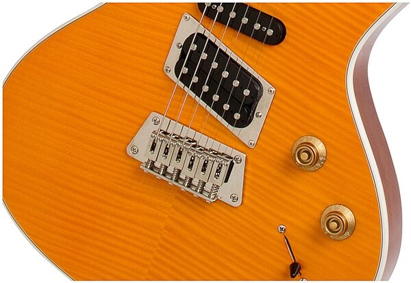 open zoom image for Epiphone Nighthawk Custom Reissue Electric Guitar, Transparent Amber - Bridge
