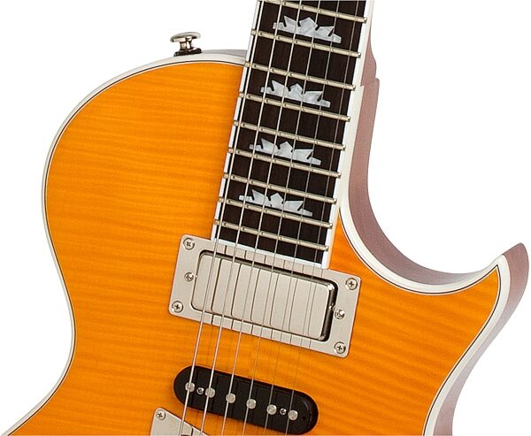 open zoom image for Epiphone Nighthawk Custom Reissue Electric Guitar, Transparent Amber - Upper Bout
