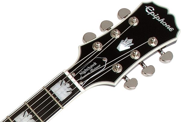 open zoom image for Epiphone Nighthawk Custom Reissue Electric Guitar, Transparent Black - Headstock