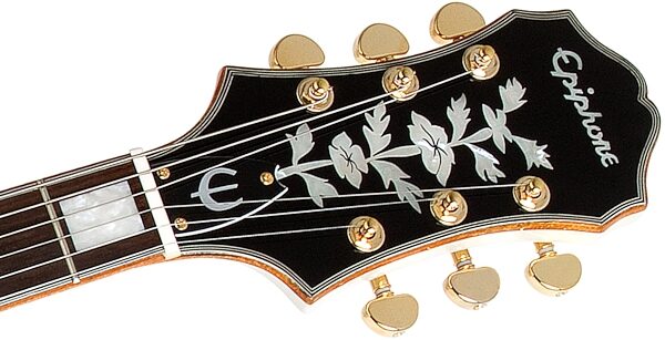 open zoom image for Epiphone Limited Edition Emperor Swingster Electric Guitar, Pearl White-Headstock