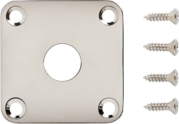 open zoom image for Gibson Les Paul Metal Jack Plate, Nickel, Action Position Back