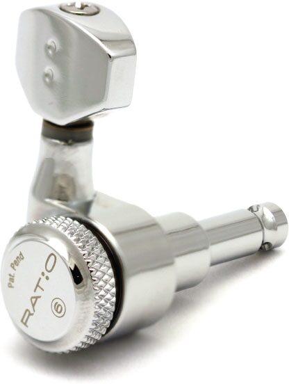 open zoom image for Graph Tech PRL-8421 Ratio Locking Guitar Tuners, 4x2, Chrome, Action Position Back