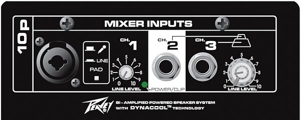 open zoom image for Peavey PR10P Pro Lite Series Powered PA Cabinet (1x10 in.), Input Panel