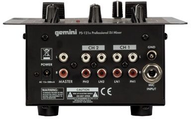 open zoom image for Gemini PS121X 2-Channel Professional Scratch DJ Mixer, Rear