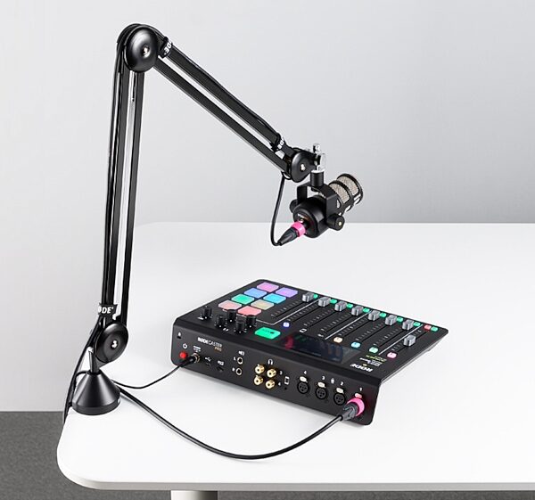 open zoom image for Rode PSA1 Swivel Mount Studio Arm Microphone Stand, Black, In Use