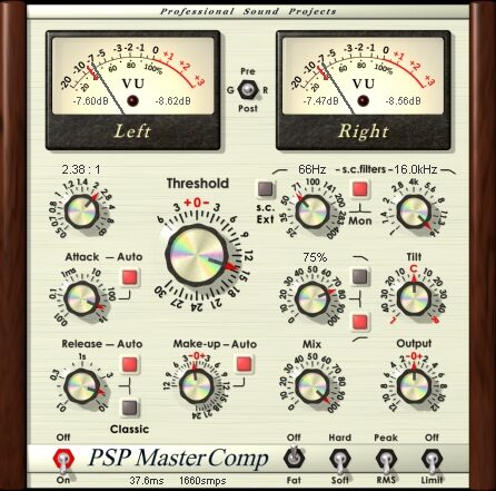 open zoom image for PSP Audioware MasterComp Compressor Software, Digital Download, Screenshot Front
