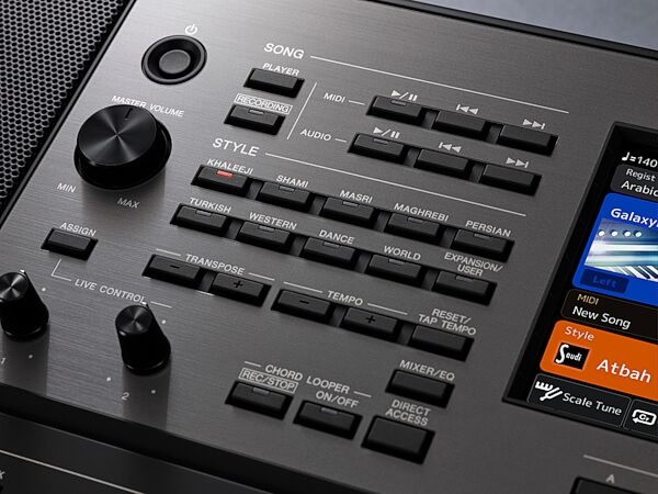 open zoom image for Yamaha PSR-A5000 World Music Style Arranger Keyboard, New, Detail Control Panel