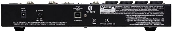 open zoom image for Peavey PV-10BT Stereo Bluetooth Mixer, 10-Channel, New, Back
