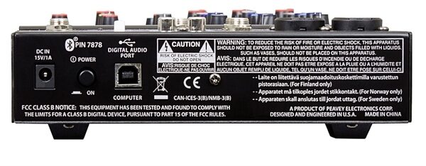open zoom image for Peavey PV-6BT Stereo Bluetooth Mixer, 6-Channel, New, Back
